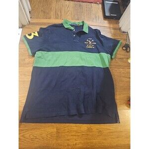 Polo Ralph Lauren RLPC Mens XL Classic Fit Navy Green Pony Rugby #3 Polo Shirt
